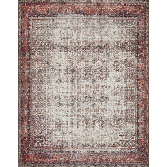 Loloi II Layla LAY-12 Printed Ivory / Brick Oriental Area Rug 7'-6" x 9'-6"