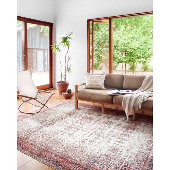 Loloi II Layla LAY-12 Printed Ivory / Brick Oriental Area Rug 3'-6" x 5'-6"