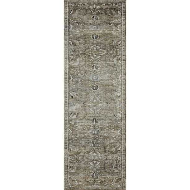 Loloi II Layla LAY13 Printed Antique / Moss Oriental Area Rug 2'6" x