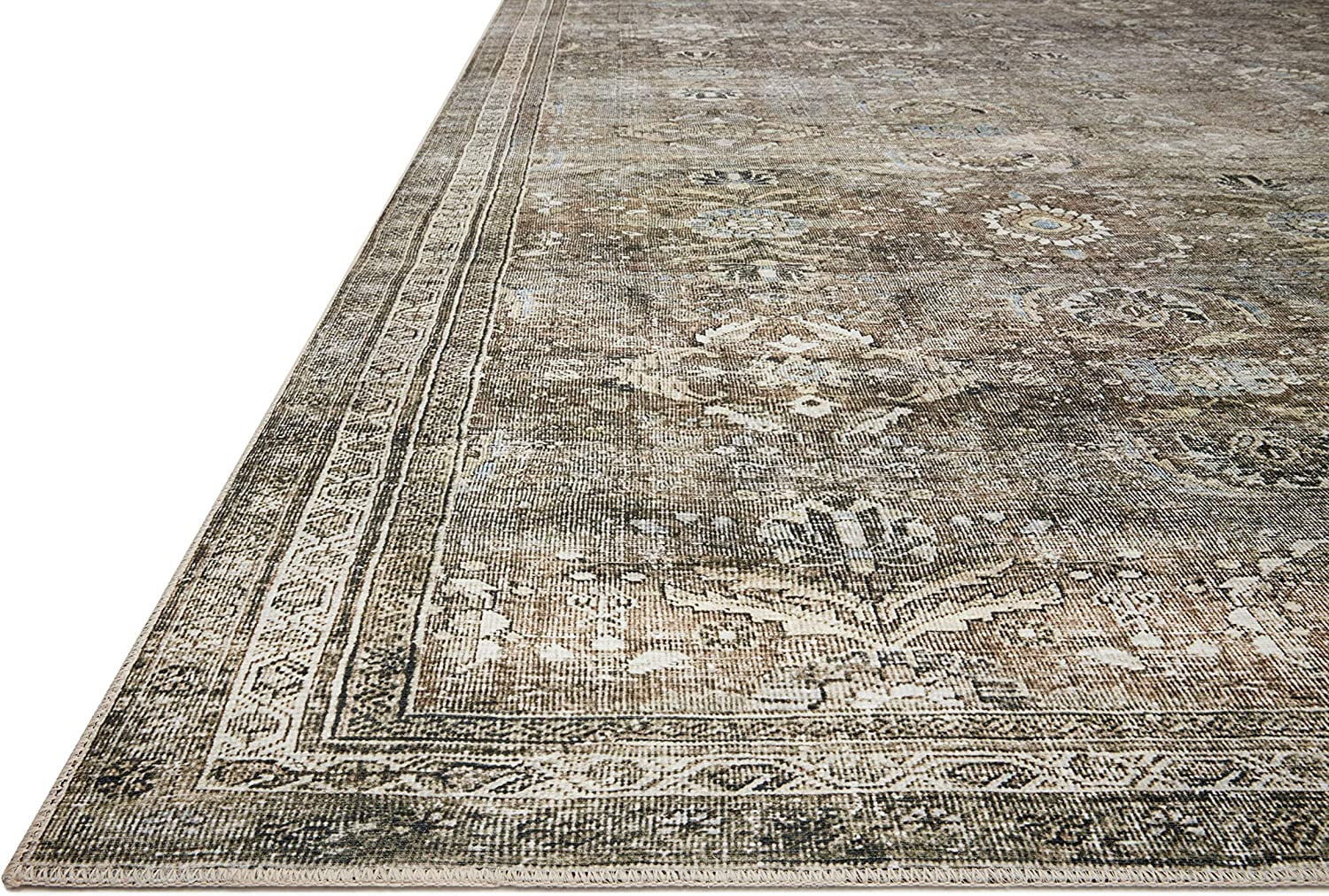 Loloi II Layla LAY13 Printed Antique / Moss Oriental Area Rug 3'6" x 5'6"