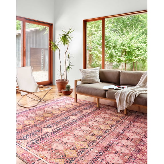 Loloi II Layla LAY-15 Printed Magenta / Multi Area rug 7'-6" x 9'-6"