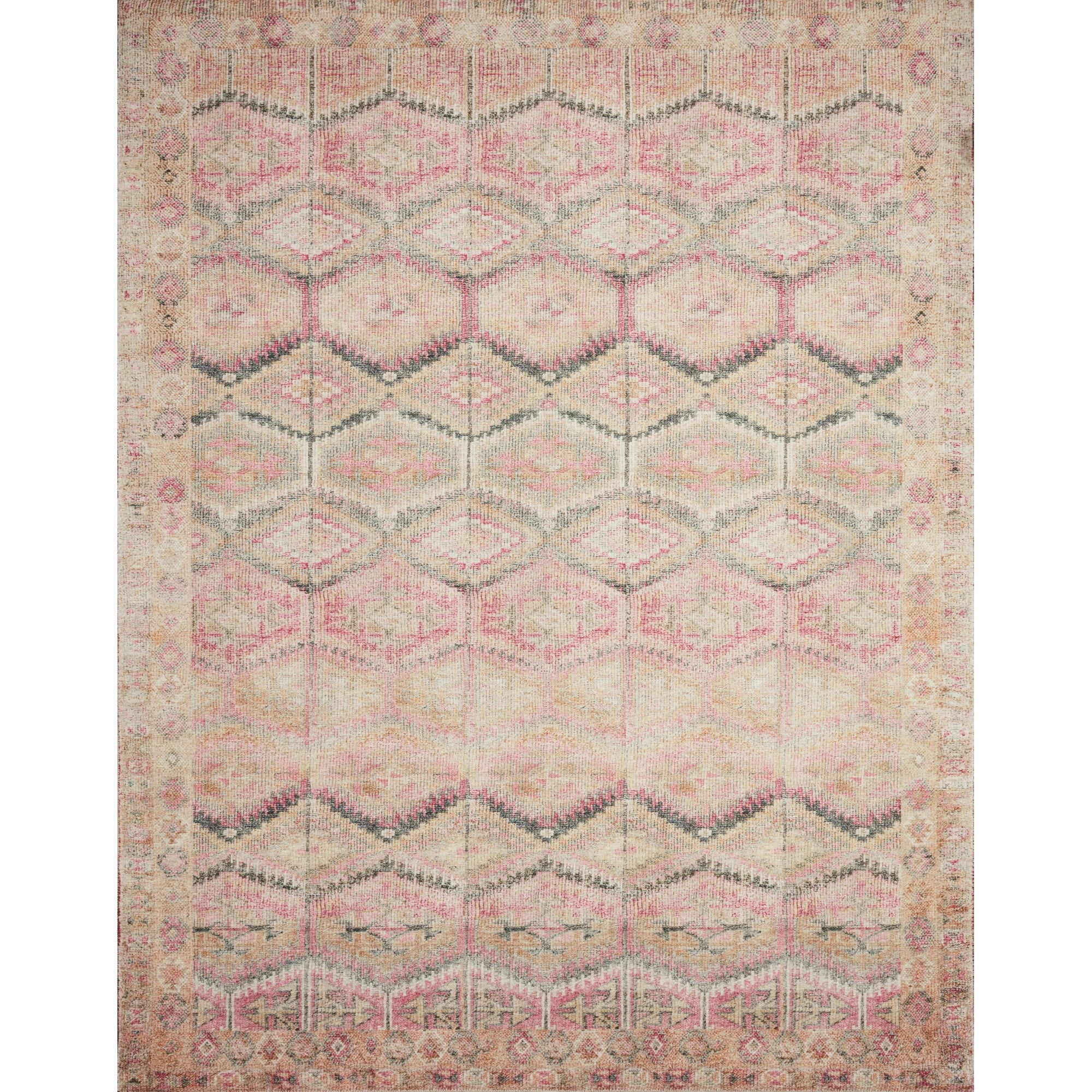 Loloi II Layla LAY-17 Printed Pink / Lagoon Area rug 2'-6" x 12'-0"