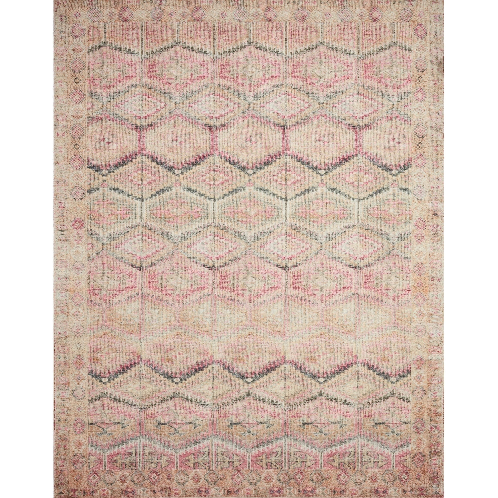 Loloi Layla LAY-17 Printed Pink / Lagoon Area rug 2'-6" x 7'-6"