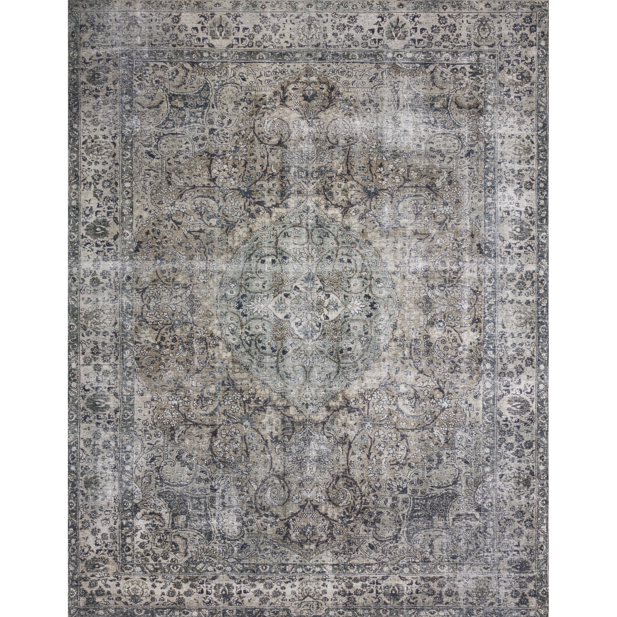 Layla Taupe and Stone Synthetic Vintage-Inspired Rug Sample