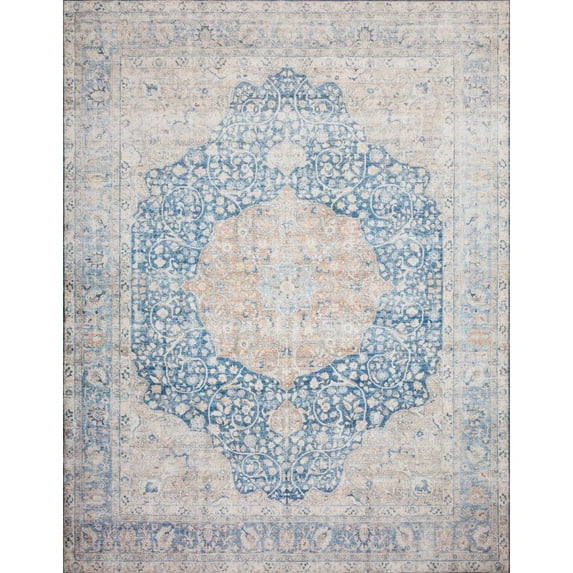 Loloi II Layla LAY-07 1' 6" x 1' 6" Sample Swatch Square Rug in Blue and Tangerine (LAYLLAY-07BBTG160S)