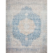 Loloi Layla Printed Oriental Distressed Blue / Tangerine Area Rug