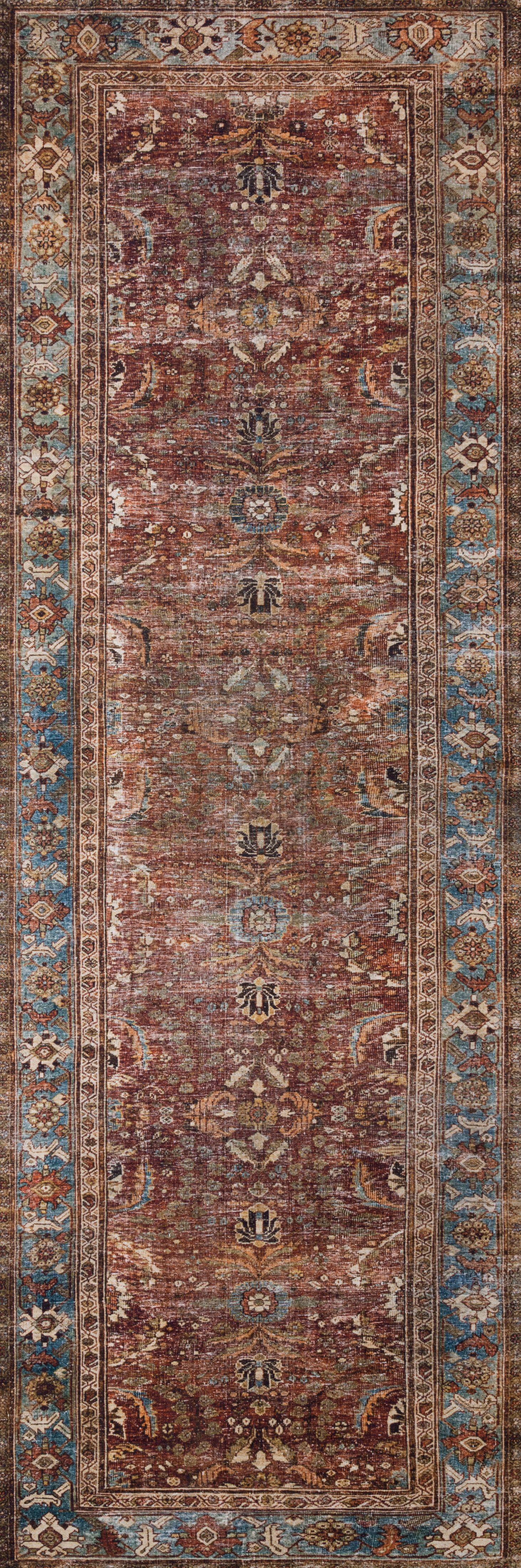Loloi II Layla Printed Oriental Distressed Spice / Marine Area Rug