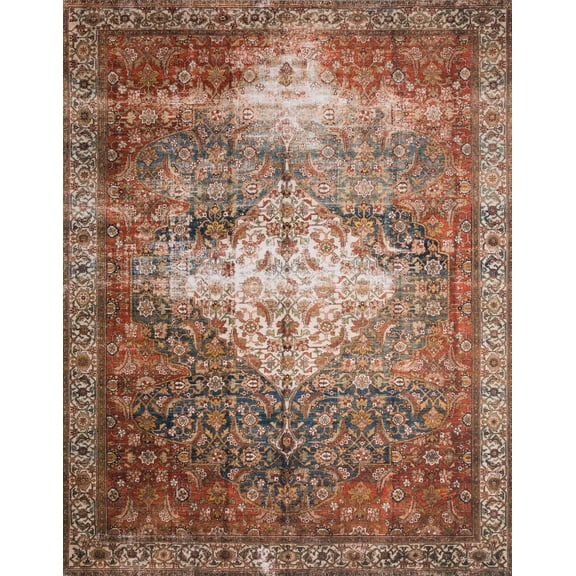 Loloi II Layla Printed Oriental Distressed Ocean / Multi Area Rug