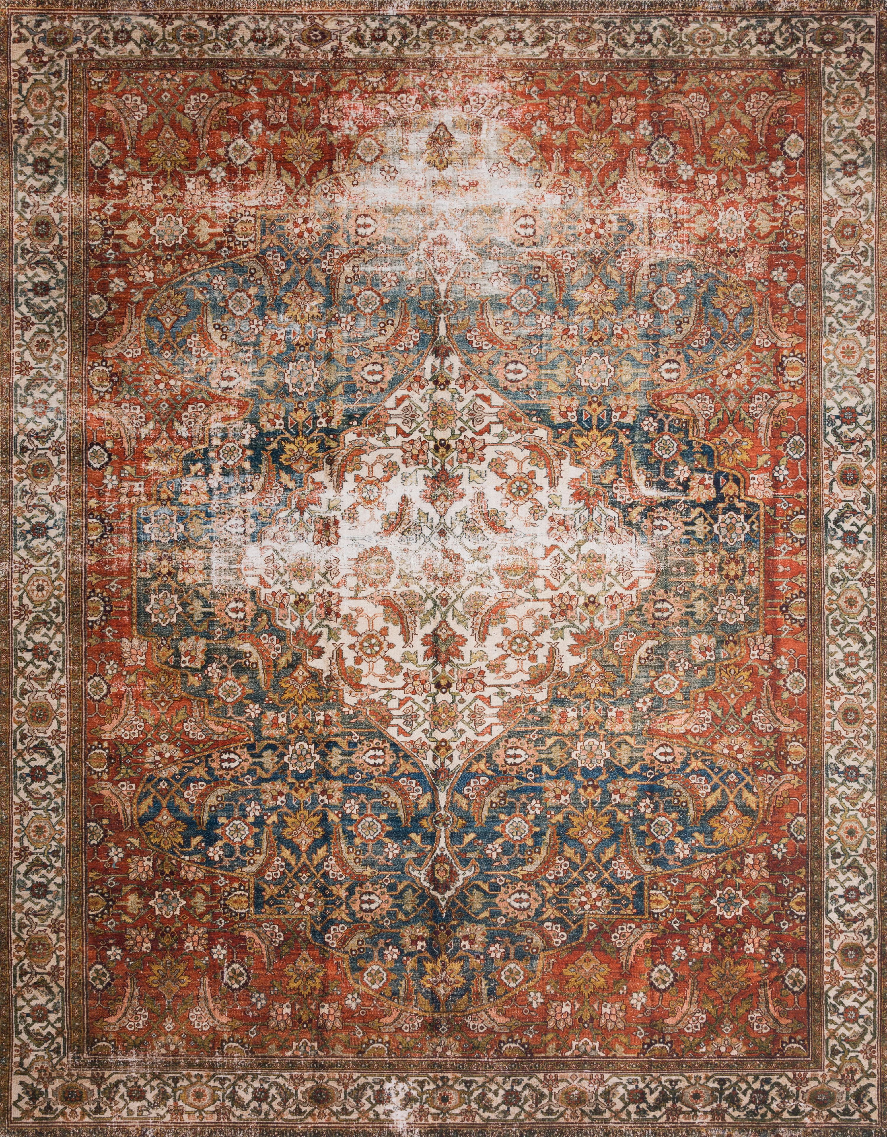 Loloi II Layla Printed Oriental Distressed Ocean / Multi Area Rug
