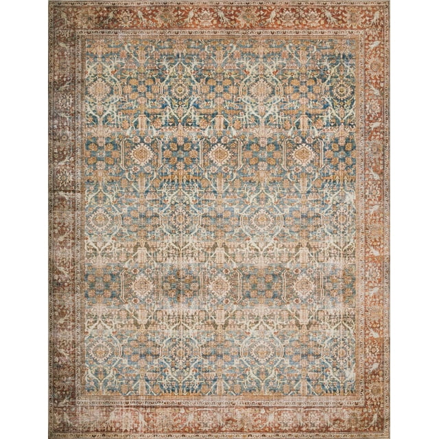 Loloi II Layla Printed Oriental Distressed Ocean / Rust Area Rug