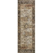 Loloi Layla Printed Oriental Distressed Olive / Charcoal 2-0 x 5-0 Accent Rug