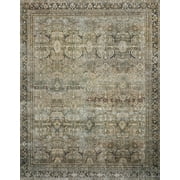 Loloi Layla Printed Oriental Distressed Olive / Charcoal 2-3 x 3-9 Accent Rug