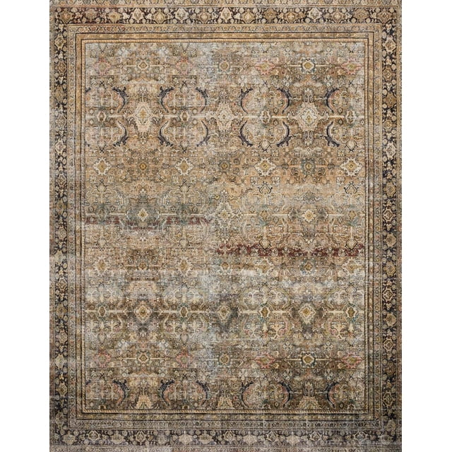 Loloi II Layla Printed Oriental Distressed Olive / Charcoal 3'-6" x 5'-6" Accent Rug