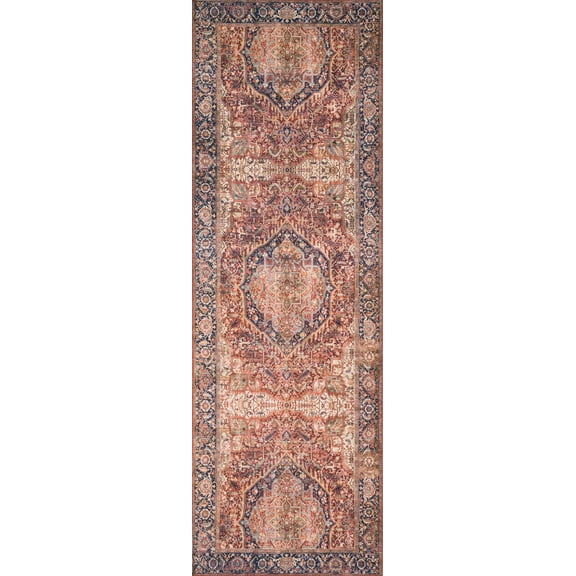 Loloi Layla Printed Oriental Distressed Red / Navy Area Rug