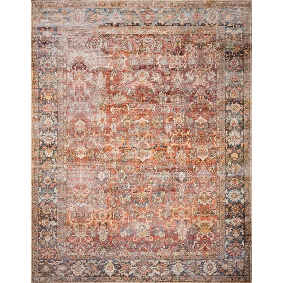 Loloi II Layla Printed Oriental Distressed Spice / Marine Area Rug