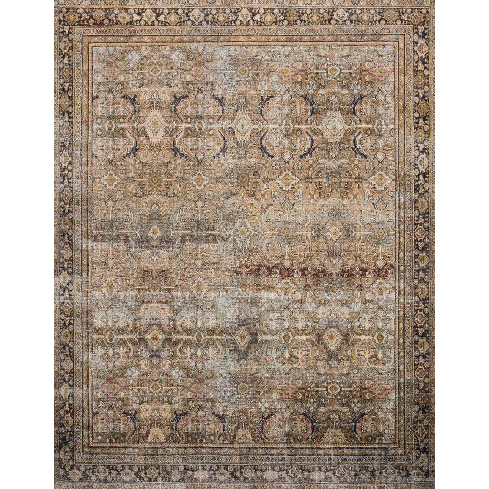 Layla Olive and Charcoal Distressed Oriental Synthetic Rug Sample Swatch