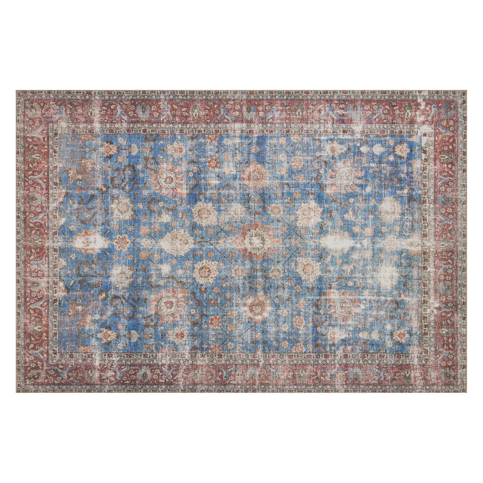 Loloi Loren Collection LQ-01 Blue / Brick Oriental Area Rug 2'-3" x 3'-9"