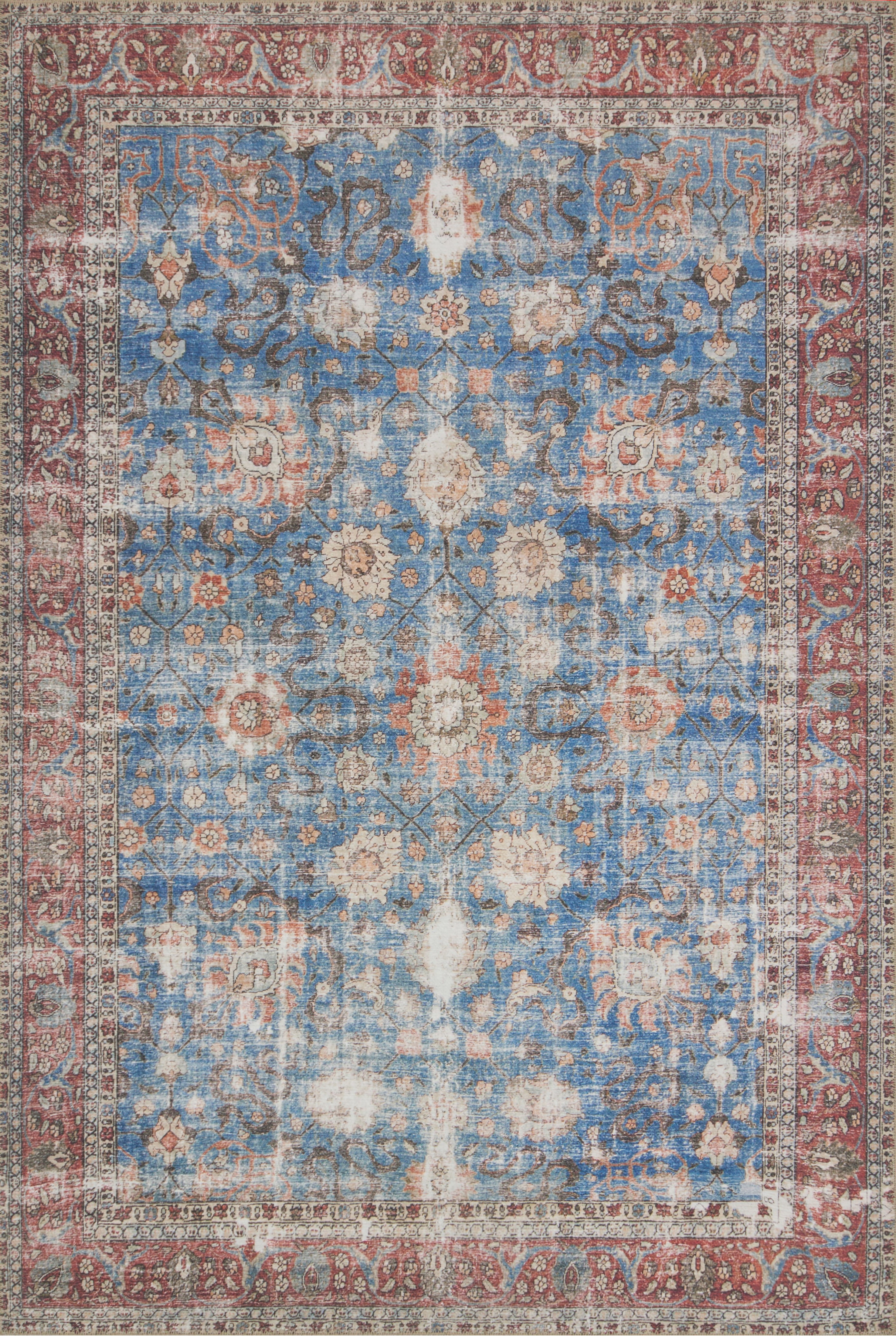 Loloi Loren Collection LQ-01 Blue / Brick Oriental Area Rug 3'-6" x 5'-6"