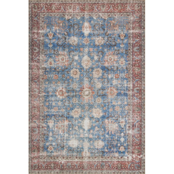 Loloi II Loren Collection LQ-01 Blue / Brick Oriental Area Rug 8'-4" x 11'-6"