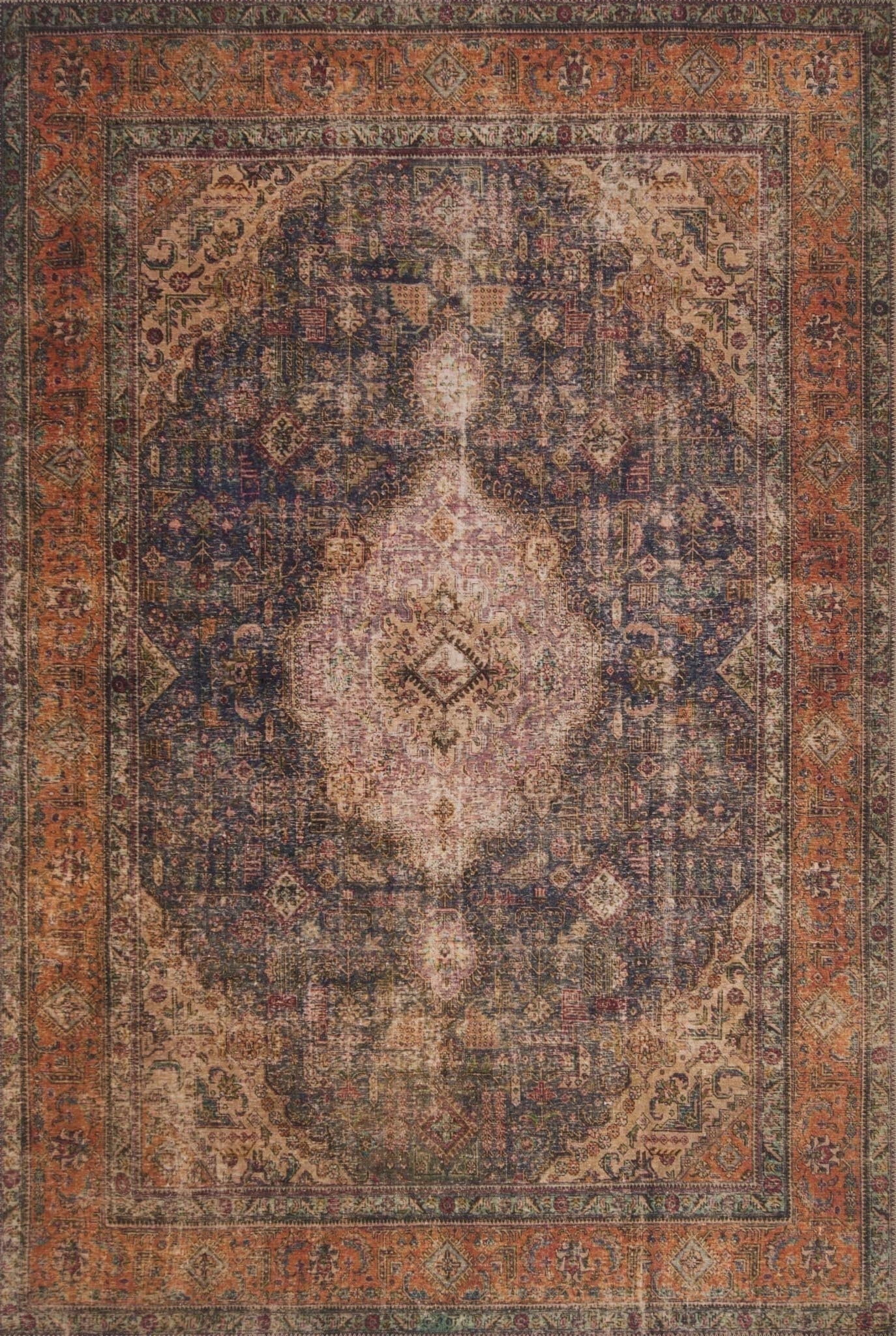 Loloi Loren Collection LQ-02 Plum / Multi Oriental Area Rug 2'-6" x 7'-6"