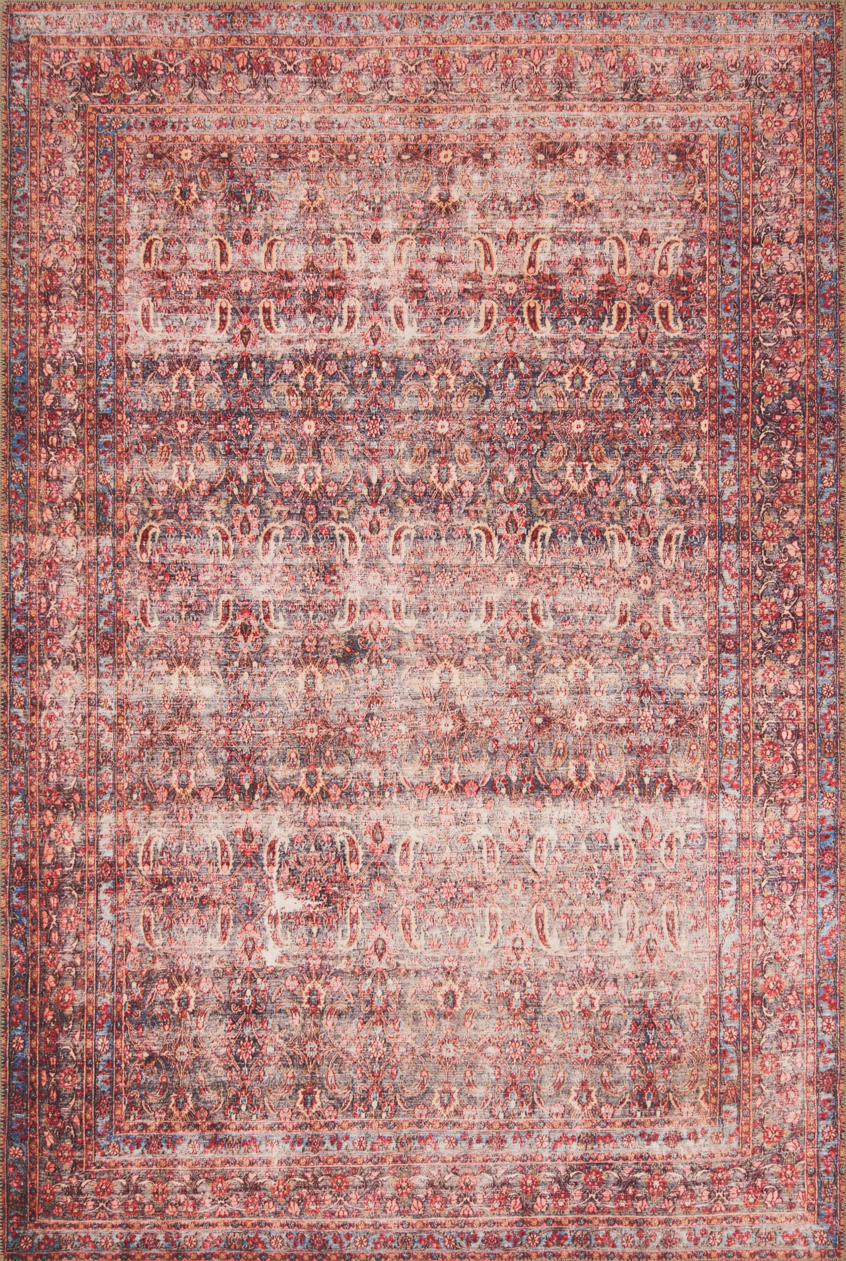 Loloi Loren Collection LQ-05 Eggplant / Crimson Oriental Area Rug 7'-6" x 9'-6"