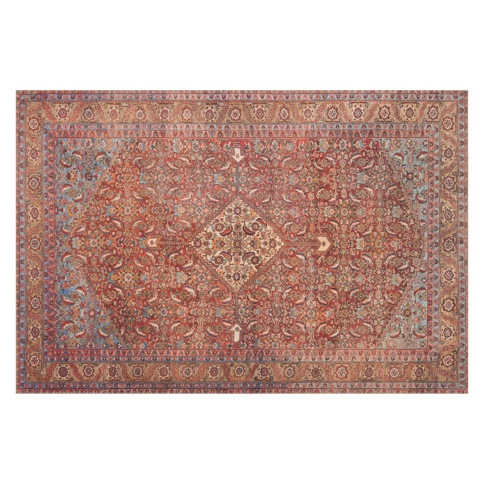 Loloi II Loren Collection LQ-06 Red / Multi Oriental Area Rug 7'-6" x 9'-6"