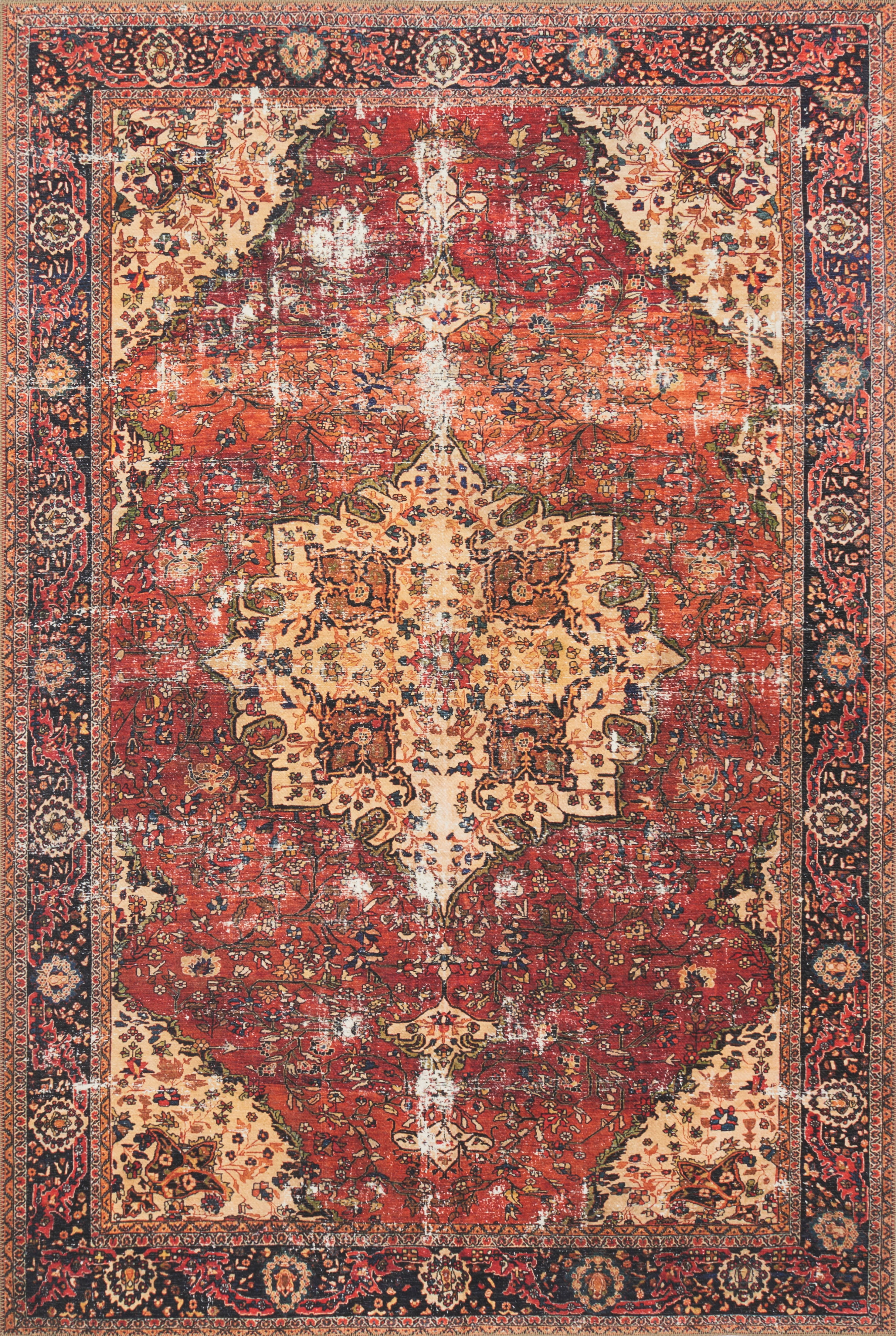 Loloi Loren Collection LQ-07 Red / Navy Oriental Area Rug 5'-0" x 7'-6"