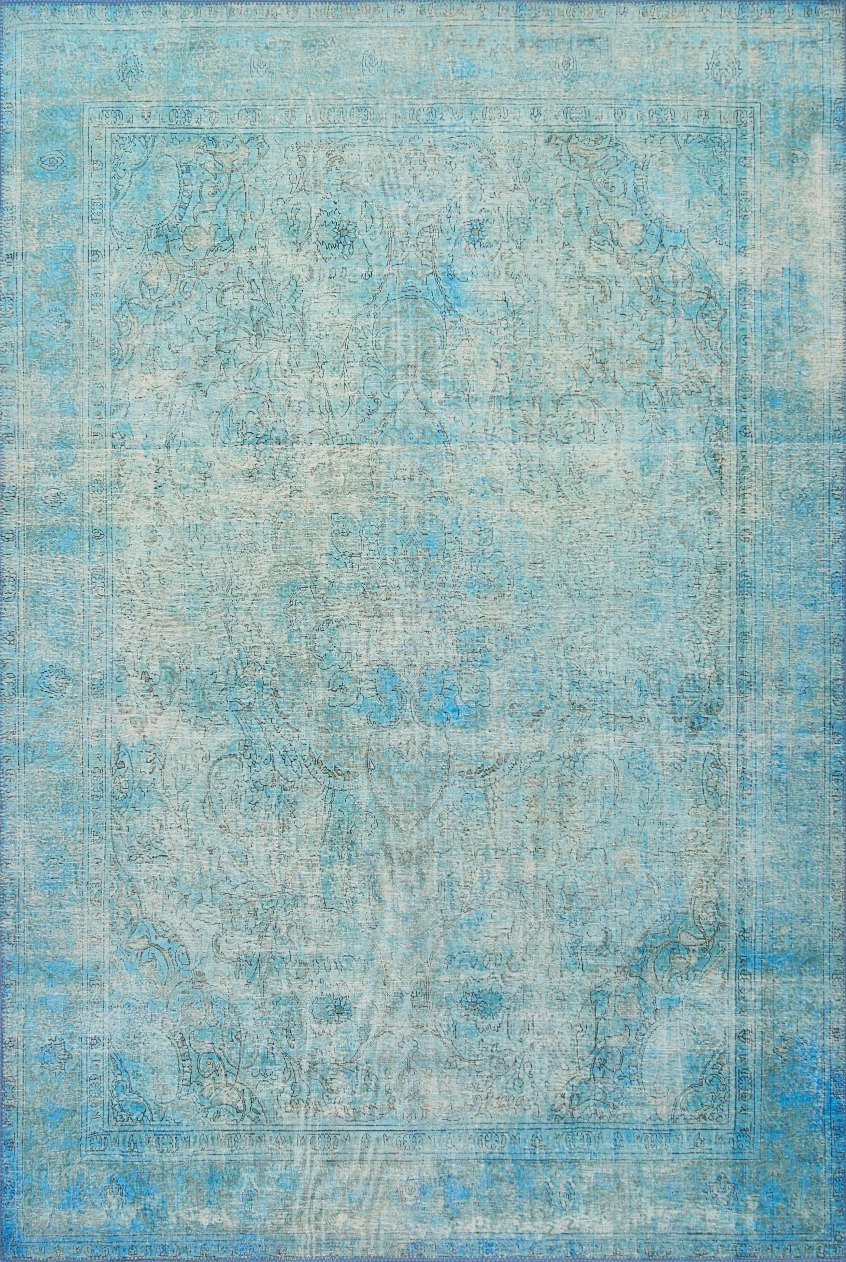 Loloi Loren Collection LQ-08 Aqua Oriental Area Rug 2'-6" x 7'-6"