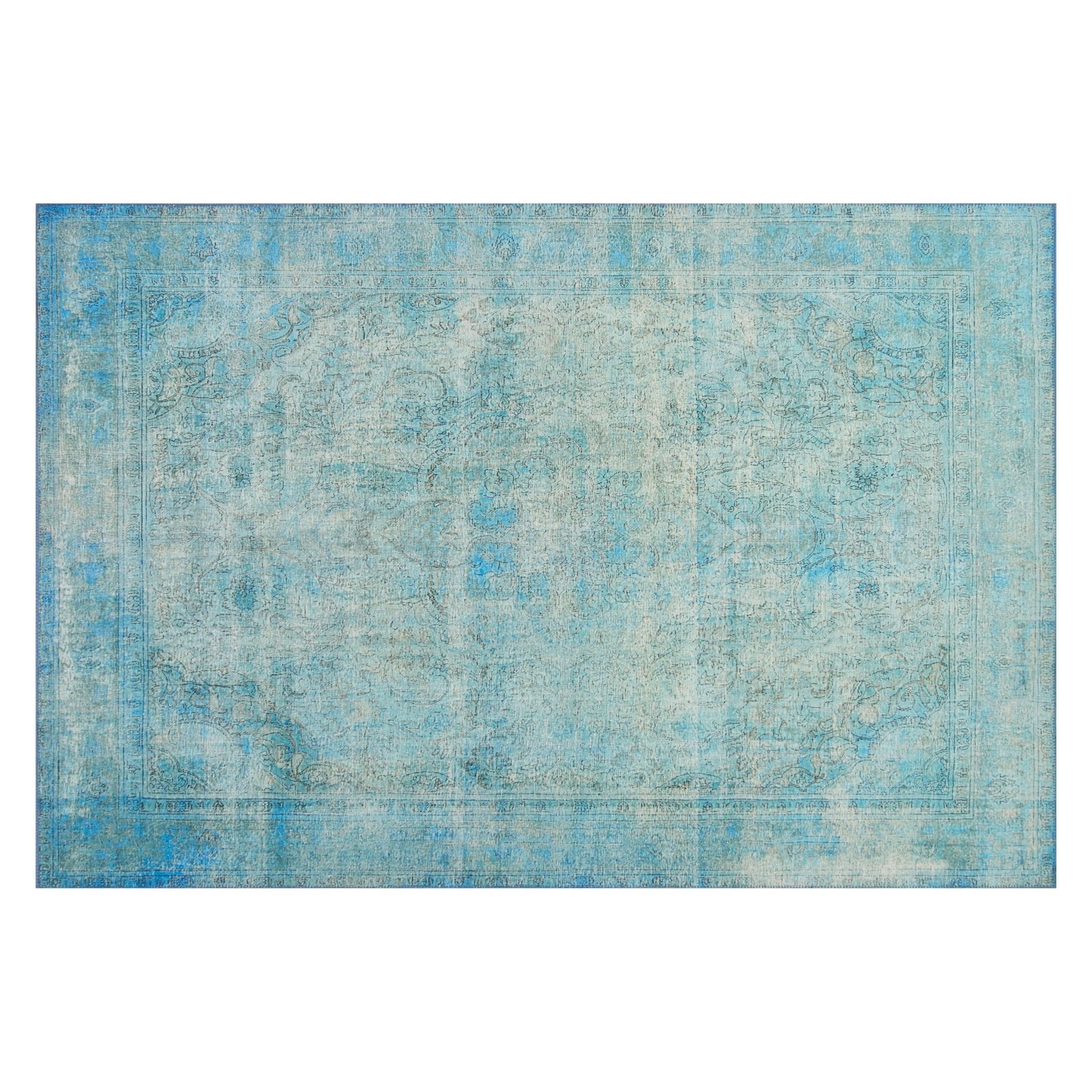 Loloi II Loren Collection LQ-08 Aqua Oriental Area Rug 3'-6" x 5'-6"
