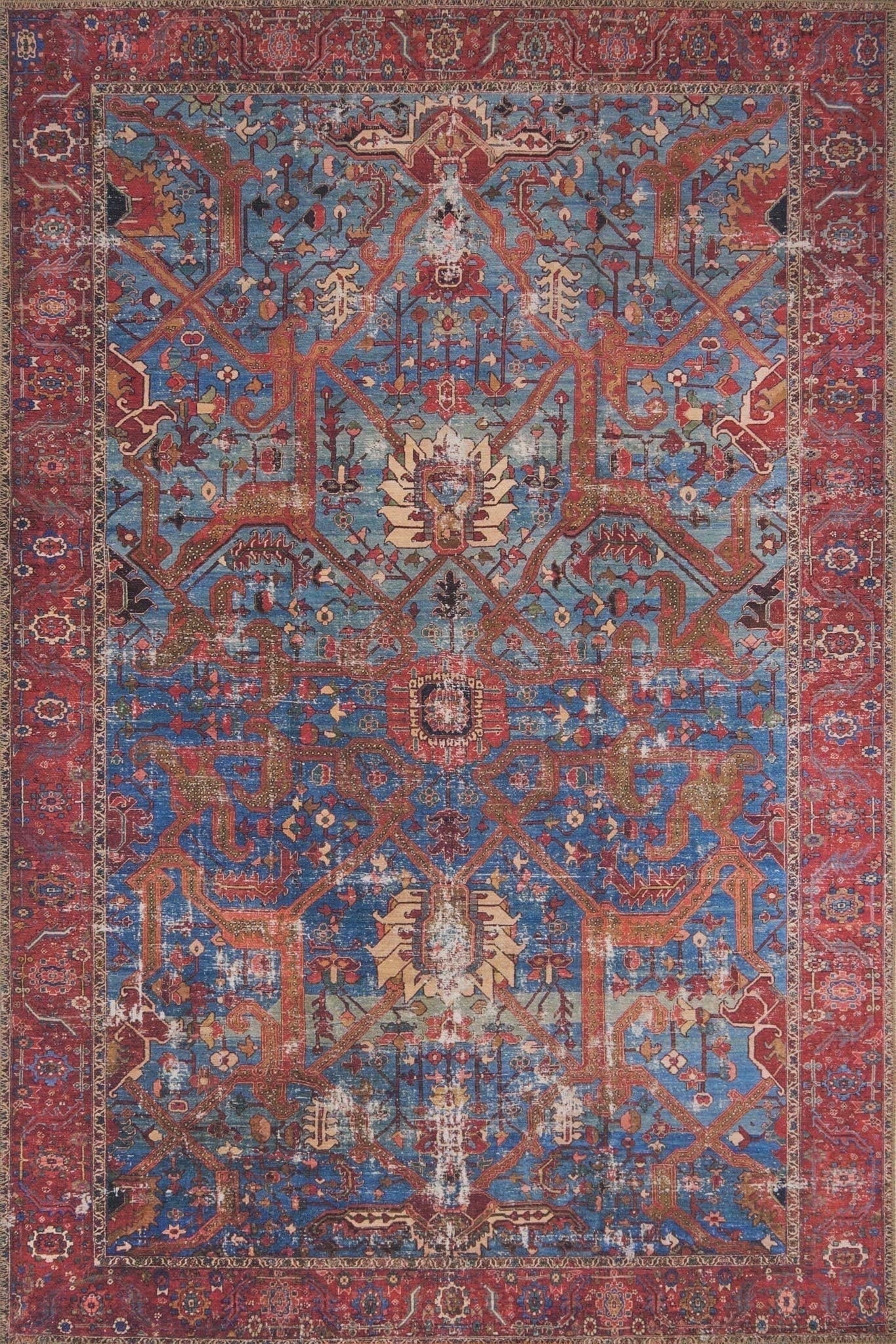Loloi Loren Collection LQ-10 Blue / Red Oriental Area Rug 2'-3" x 3'-9"