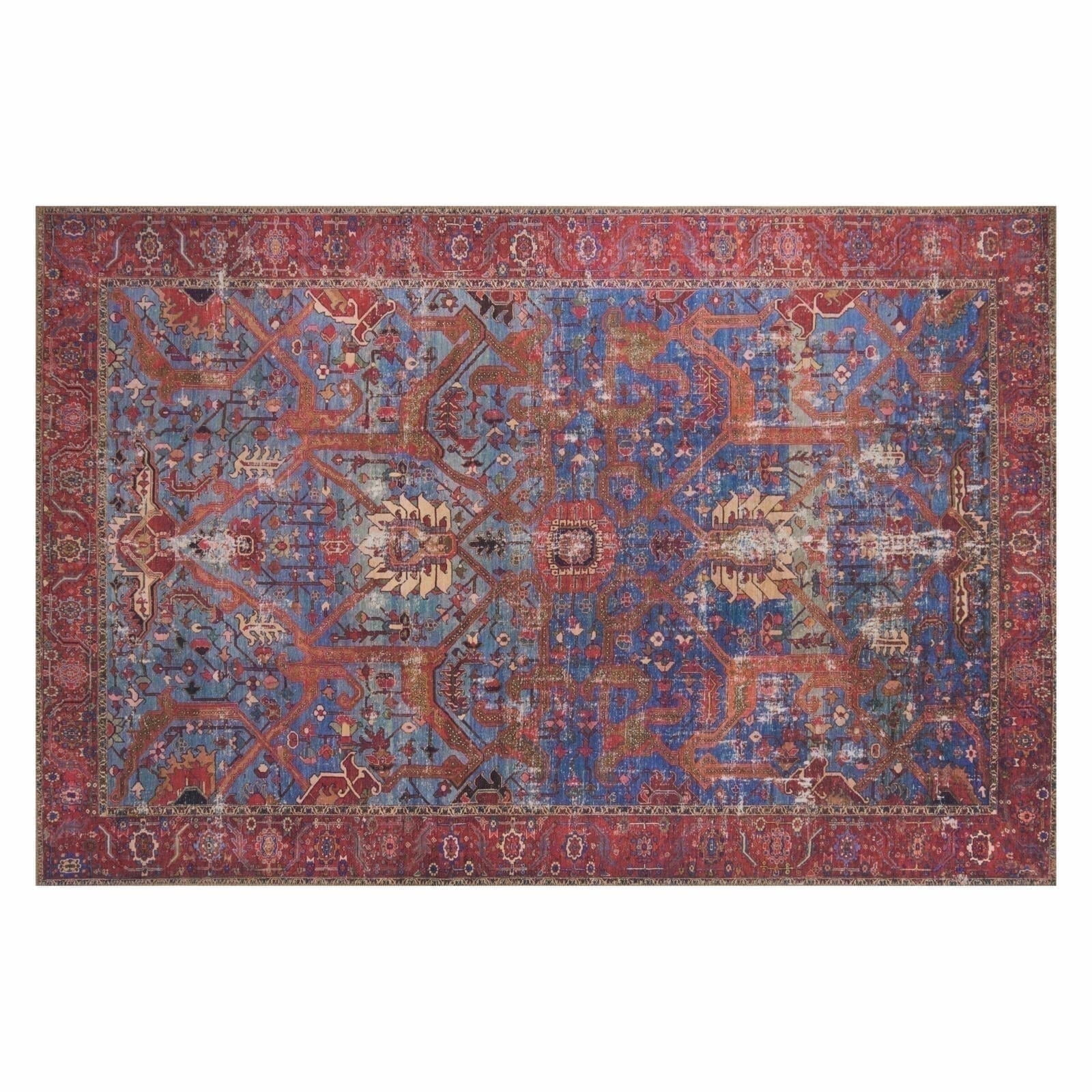 Loloi Loren Collection LQ-10 Blue / Red Oriental Area Rug 3'-6" x 5'-6"
