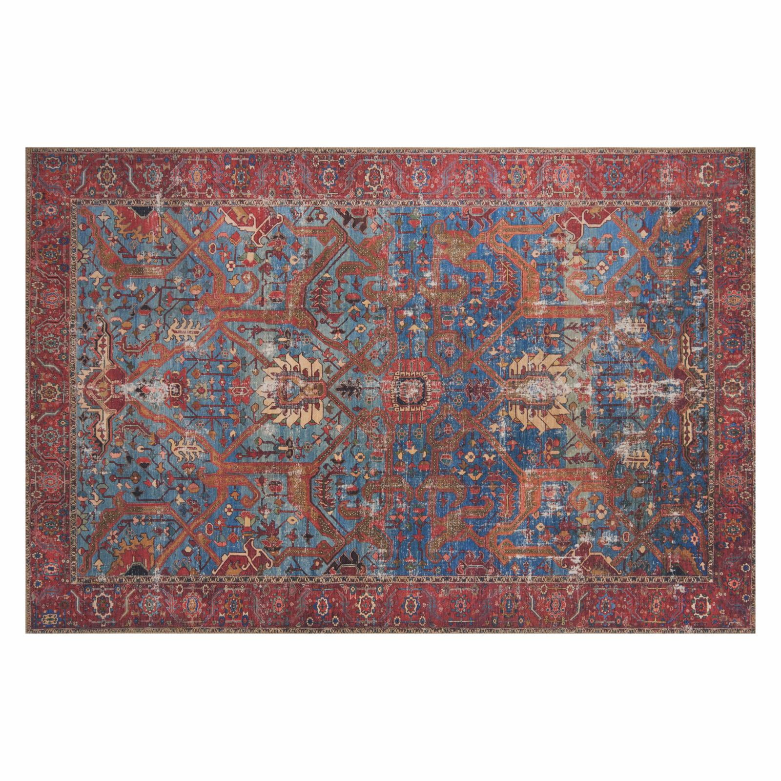 Loloi II Loren Collection LQ-10 Blue / Red Oriental Area Rug 8'-4" x 11'-6"