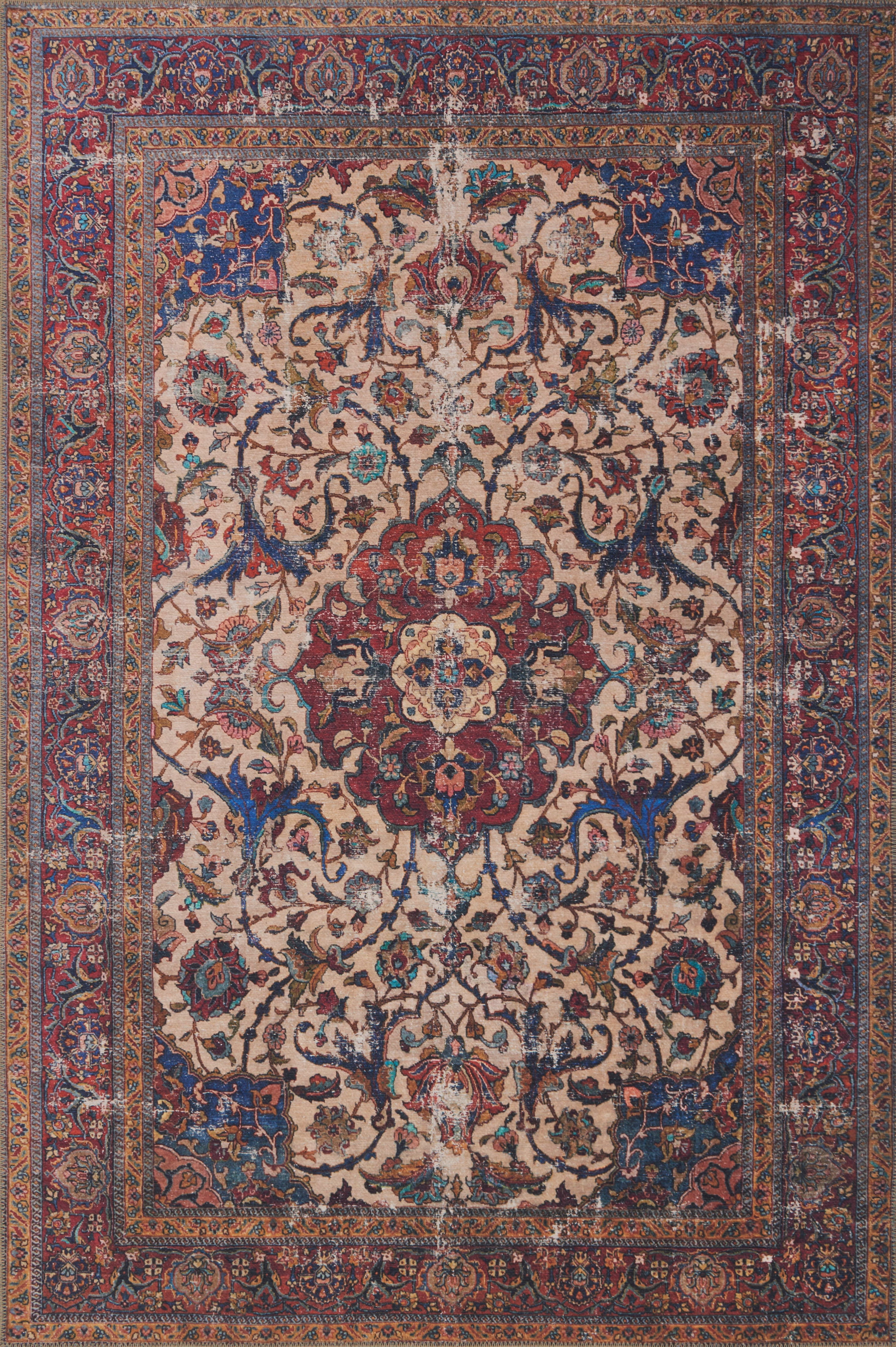 Loloi II Loren Collection LQ-11 Sand / Multi Oriental Area Rug 3'-6" x 5'-6"