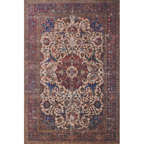 Loloi II Loren Collection LQ-11 Sand / Multi Oriental Area Rug 3'-6" x 5'-6"