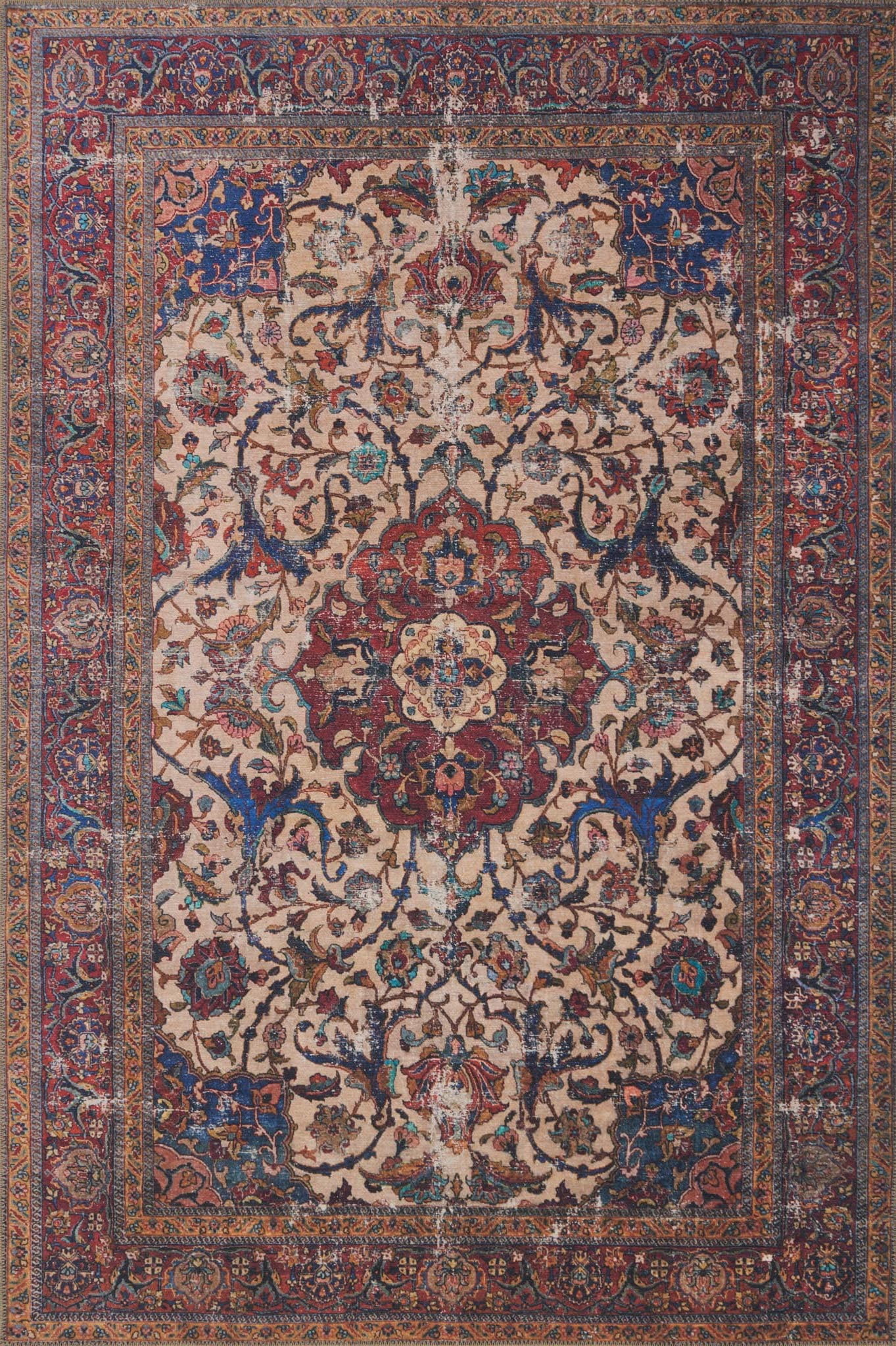 Loloi II Loren Collection LQ-11 Sand / Multi Oriental Area Rug 5'-0" x 7'-6"