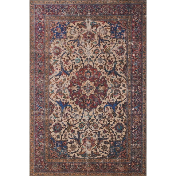 Loloi II Loren Collection LQ-11 Sand / Multi Oriental Area Rug 7'-6" x 9'-6"