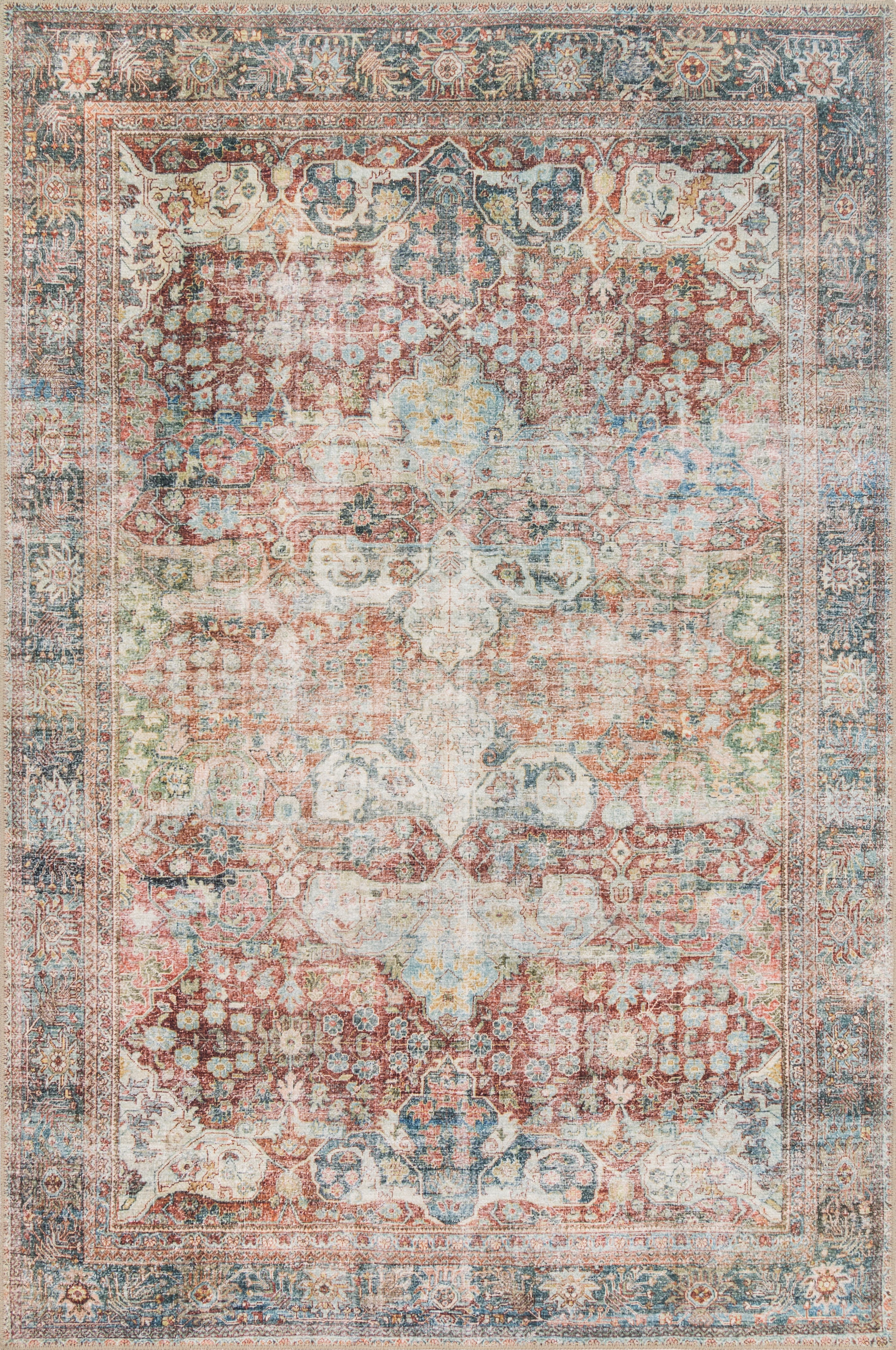 Loloi II Loren Collection LQ-14 Brick / Multi Oriental Area Rug 8'-4" x 11'-6"