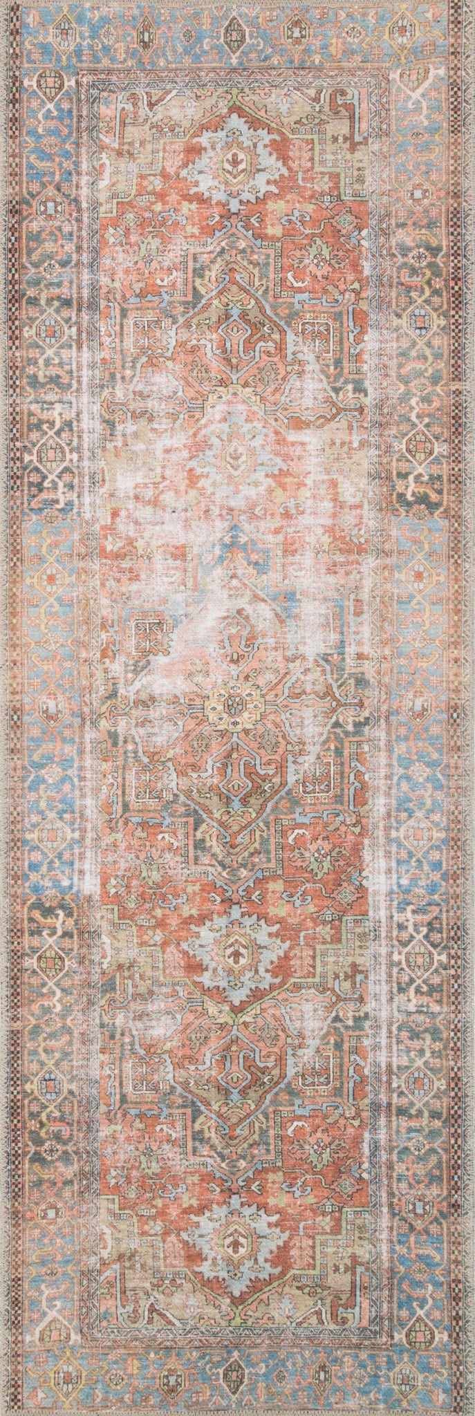 Heirloom Blue Wool Blend Runner Rug 2'6" x 7'6"
