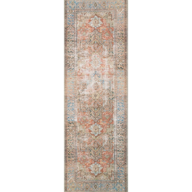 Loloi II Loren Collection LQ15 Terracotta / Sky Oriental Area Rug 2'6