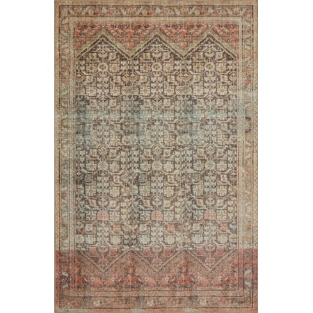 Loloi II Loren Collection LQ-17 Charcoal / Multi Oriental Area Rug 18" x 18" Sample Swatch