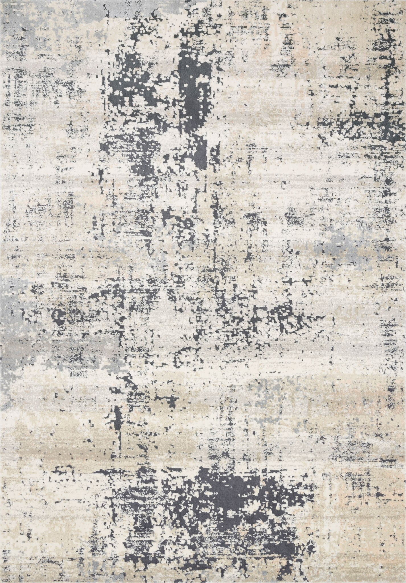 Granite Gray Abstract Stain-Resistant Synthetic Area Rug
