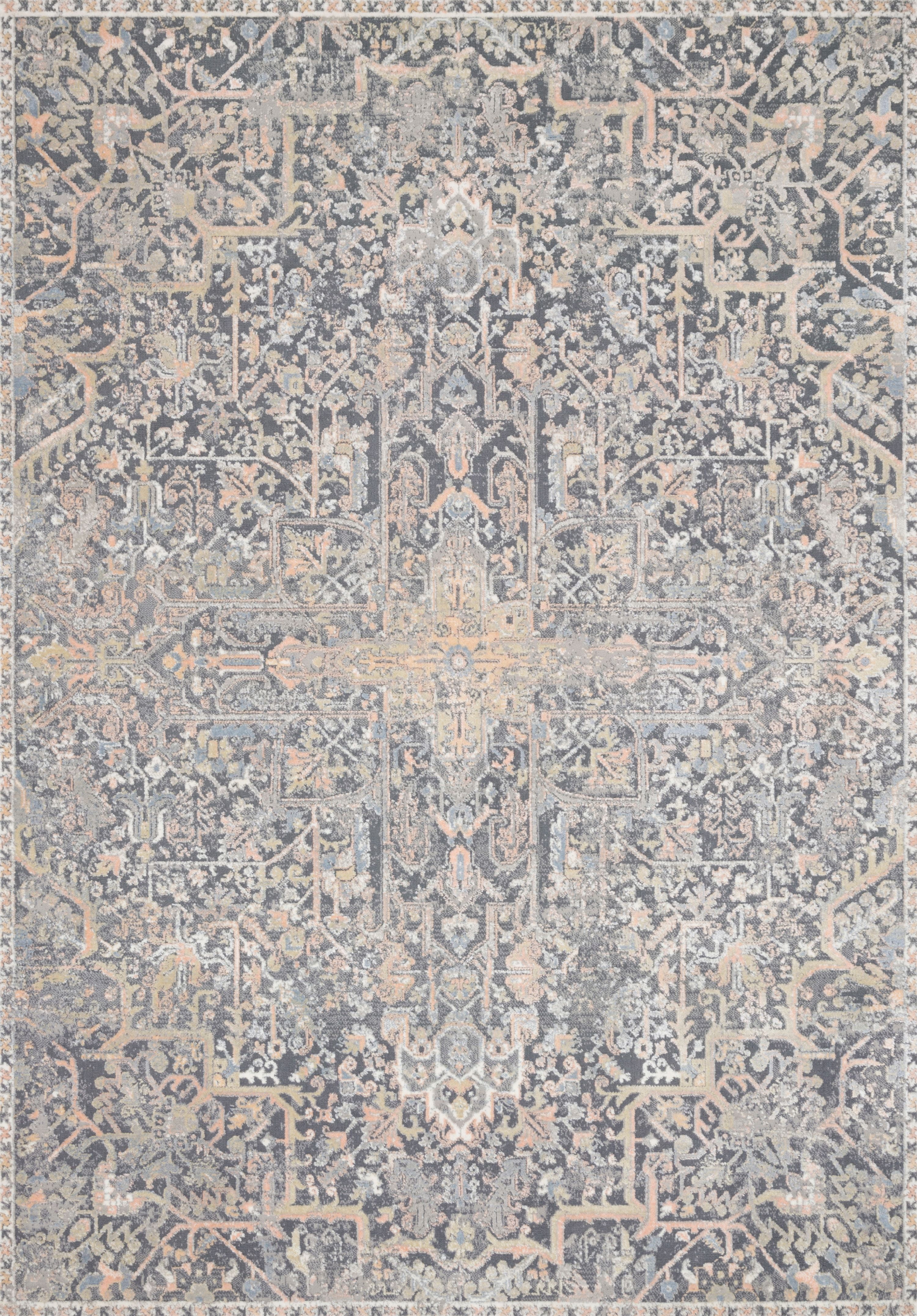 Lucia Charcoal and Multi Synthetic Area Rug 6'-8" x 8'-8"