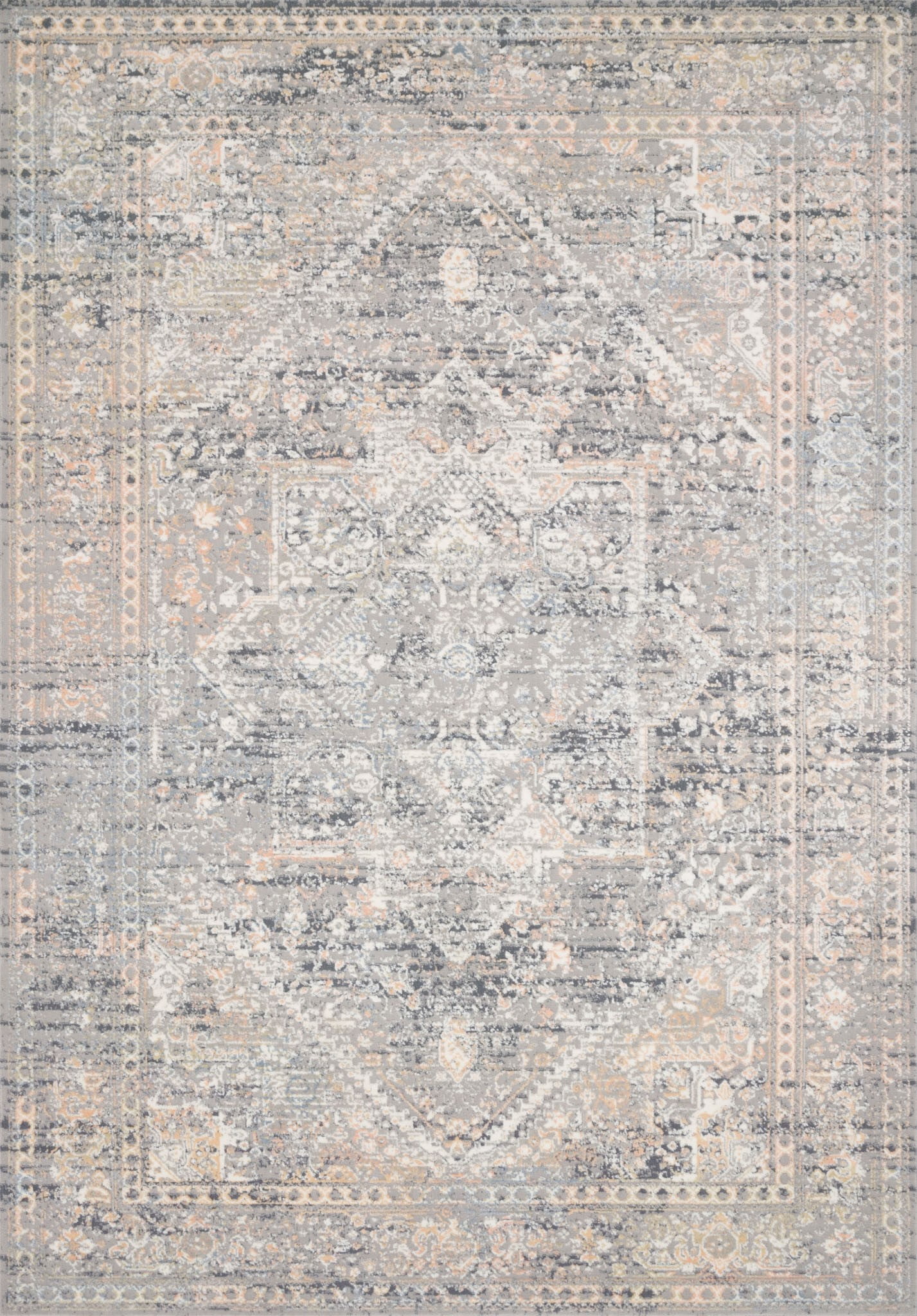 Elegant Lucia Oriental Gray Synthetic 80"x104" Area Rug