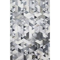 Loloi II Maddox Printed Cowhide Patchwork Grey / Ivory Area Rug
