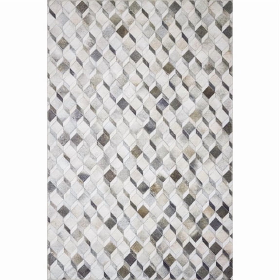 Loloi Maddox Printed Cowhide Patchwork Grey / Mocha Area Rug
