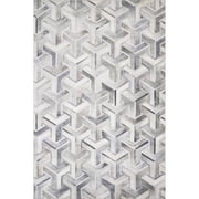 Loloi II Maddox Printed Cowhide Patchwork Silver / Ivory Area Rug