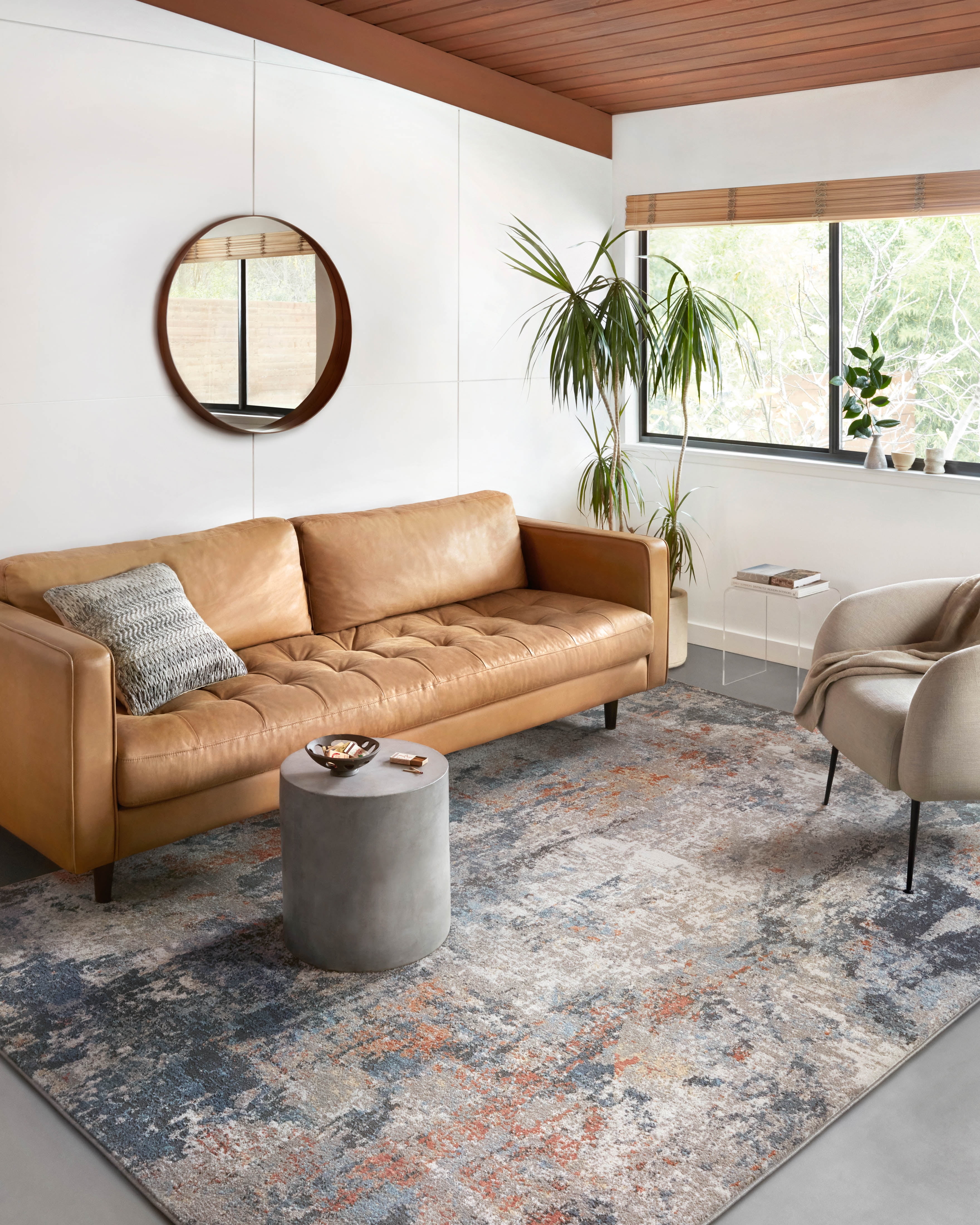Loloi Maeve Collection MAE-01 Silver / Apricot, Abstract Area Rug 5'-3" x 7'-8"