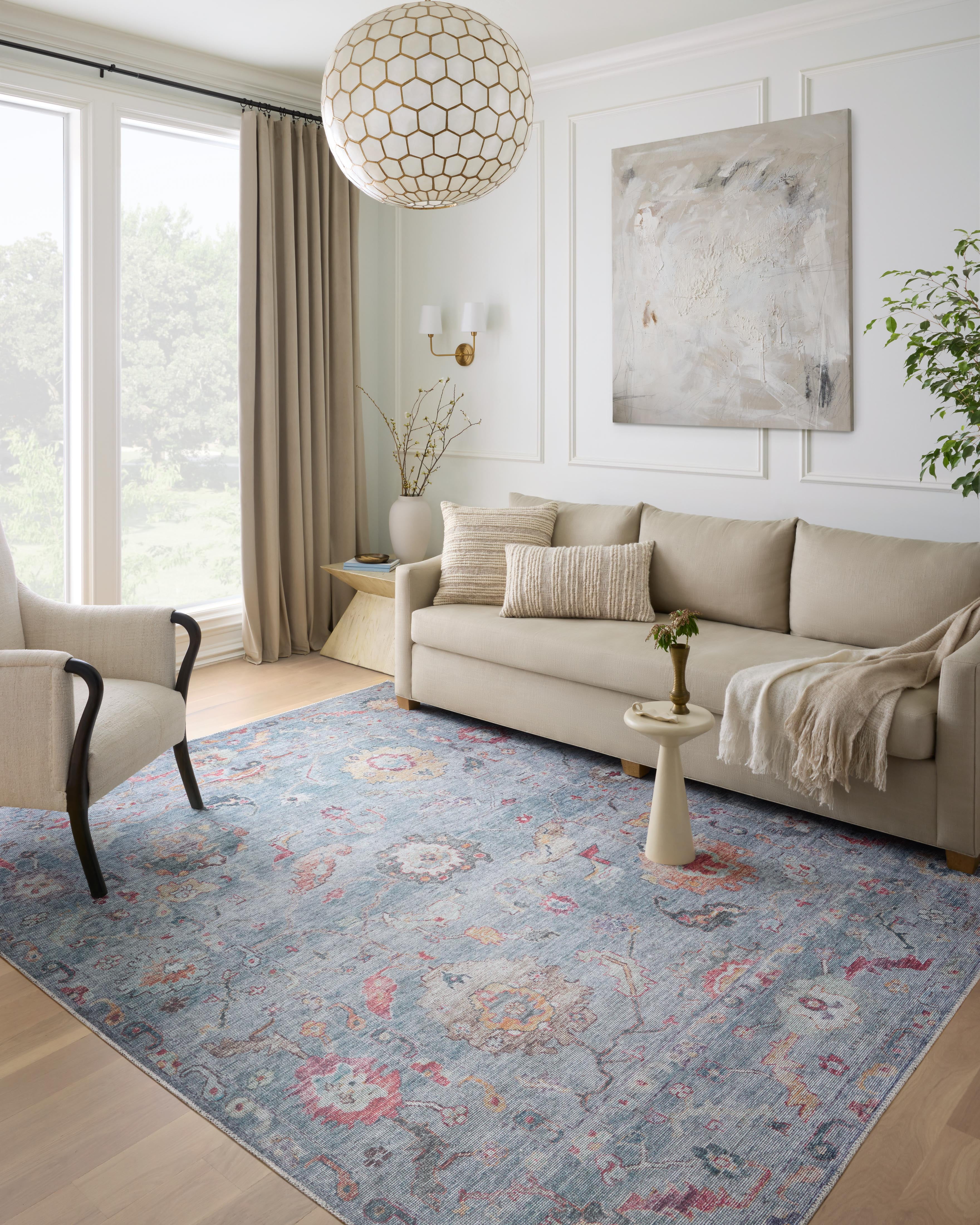 Cloudscape Bliss 4' x 6' Blue Synthetic Easy-Care Area Rug