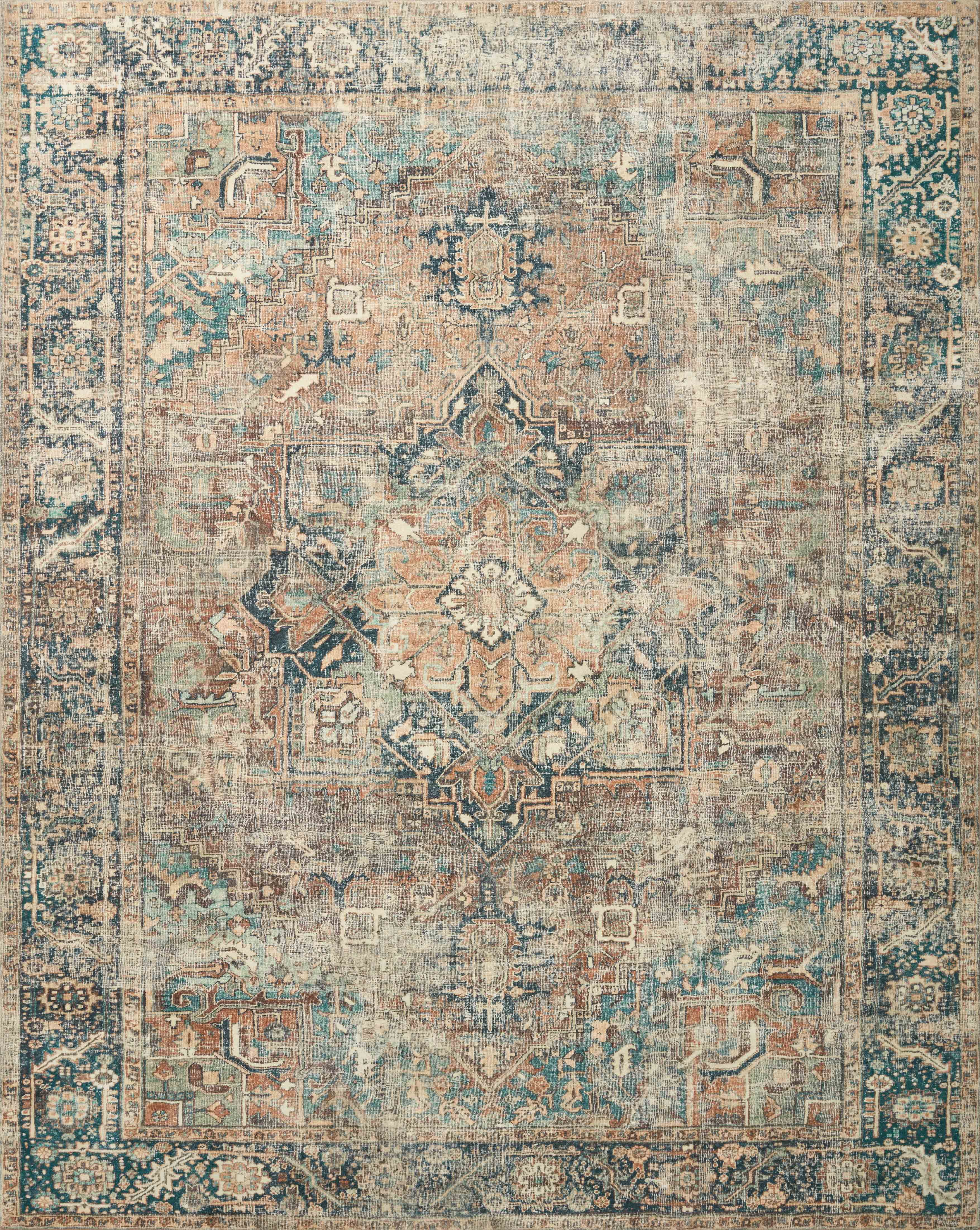 Elysian Blue Oriental 5' x 7'6" Synthetic Area Rug