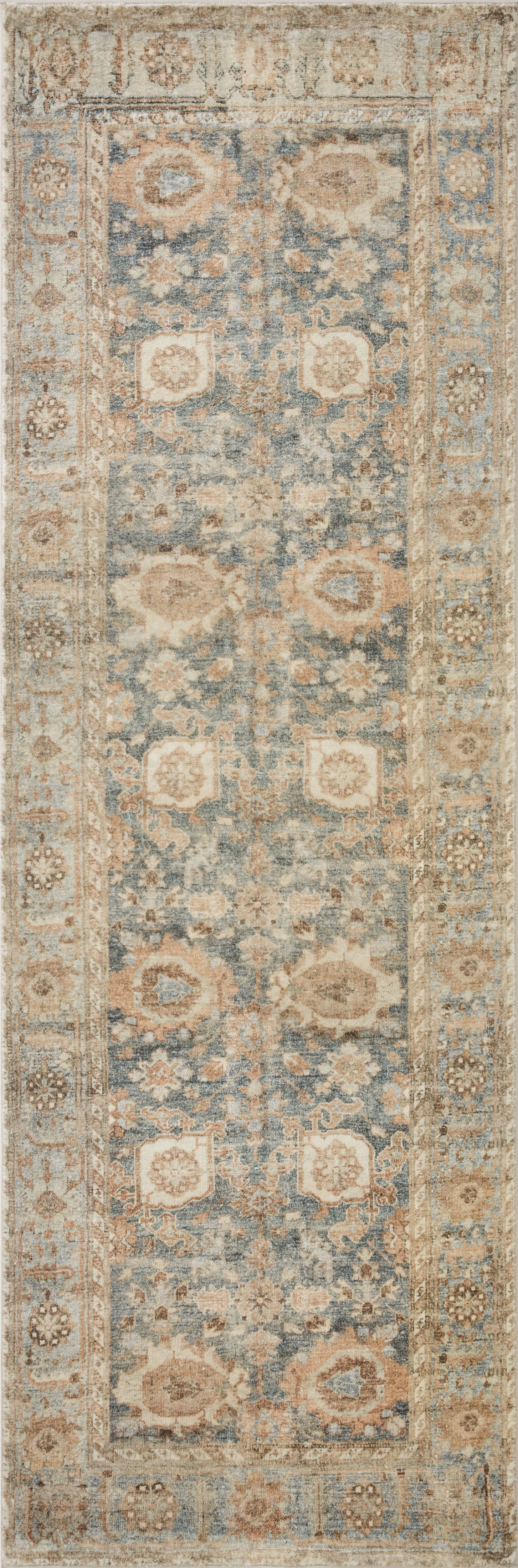 Gray Rectangular Synthetic Oriental Runner Rug 2'-6" x 11'-6"